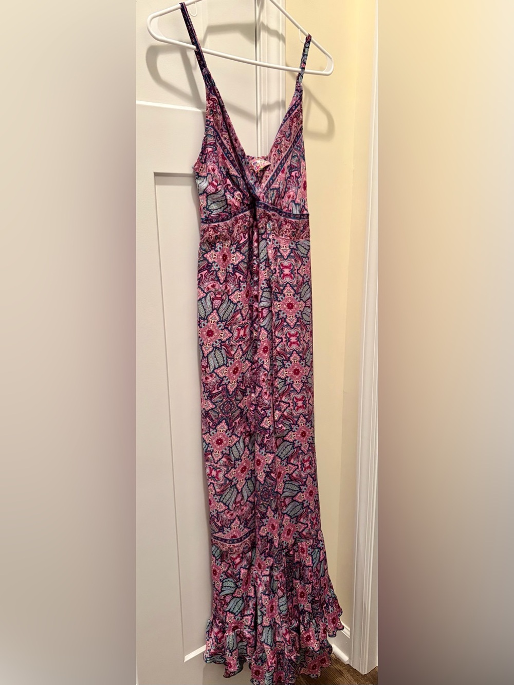 Long Silky Maxi Dress with Train - Small
